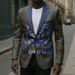 Khepri Ancient Egyptian Blazer Dark Hieroglyphic, Blue Lotus Eye Symbol, and Winged Scarab Resurrection - African Pride