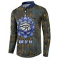 Khepri Ancient Egyptian Button Sweatshirt Dark Hieroglyphic, Blue Lotus Eye Symbol, and Winged Scarab Resurrection