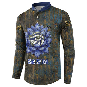 Khepri Ancient Egyptian Button Sweatshirt Dark Hieroglyphic, Blue Lotus Eye Symbol, and Winged Scarab Resurrection