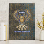 Khepri Ancient Egyptian Canvas Wall Art Dark Hieroglyphic, Blue Lotus Eye Symbol, and Winged Scarab Resurrection - African Pride