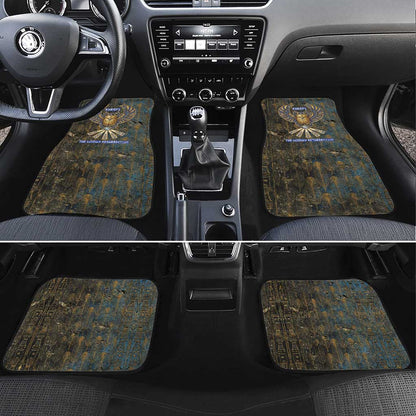 Khepri Ancient Egyptian Car Mats Dark Hieroglyphic, Blue Lotus Eye Symbol, and Winged Scarab Resurrection - African Pride
