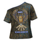 Khepri Ancient Egyptian Cross Shoulder Shirt Dark Hieroglyphic, Blue Lotus Eye Symbol, and Winged Scarab Resurrection - African Pride