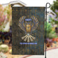 Khepri Ancient Egyptian Garden Flag Dark Hieroglyphic, Blue Lotus Eye Symbol, and Winged Scarab Resurrection - African Pride