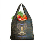 Khepri Ancient Egyptian Grocery Bag Dark Hieroglyphic, Blue Lotus Eye Symbol, and Winged Scarab Resurrection - African Pride