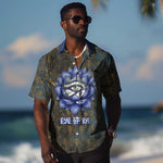 Khepri Ancient Egyptian Hawaiian Shirt Dark Hieroglyphic, Blue Lotus Eye Symbol, and Winged Scarab Resurrection - African Pride