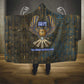 Khepri Ancient Egyptian Hooded Blanket Dark Hieroglyphic, Blue Lotus Eye Symbol, and Winged Scarab Resurrection - African Pride