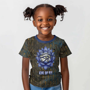 Khepri Ancient Egyptian Kid T shirt Dark Hieroglyphic, Blue Lotus Eye Symbol, and Winged Scarab Resurrection - African Pride