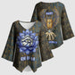 Khepri Ancient Egyptian Kimono Sleeve Blouse Dark Hieroglyphic, Blue Lotus Eye Symbol, and Winged Scarab Resurrection - African Pride