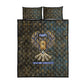 Khepri Ancient Egyptian Quilt Bed Set Dark Hieroglyphic, Blue Lotus Eye Symbol, and Winged Scarab Resurrection - African Pride