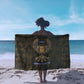 Khepri Ancient Egyptian Sarong Dark Hieroglyphic, Blue Lotus Eye Symbol, and Winged Scarab Resurrection - African Pride
