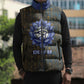 Khepri Ancient Egyptian Sleeveless Puffer Jacket Dark Hieroglyphic, Blue Lotus Eye Symbol, and Winged Scarab Resurrection - African Pride