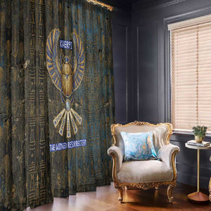 Khepri Ancient Egyptian Window Curtain Dark Hieroglyphic, Blue Lotus Eye Symbol, and Winged Scarab Resurrection - African Pride