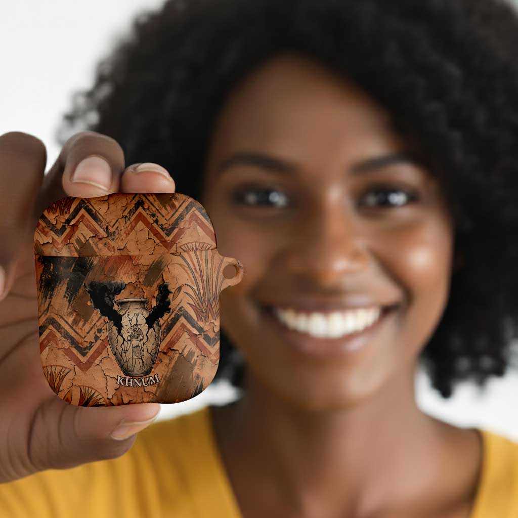 Khnum AirPods Case Ancient Egyptian Earthy Cracked Papyrus - Divine Potter - African Pride