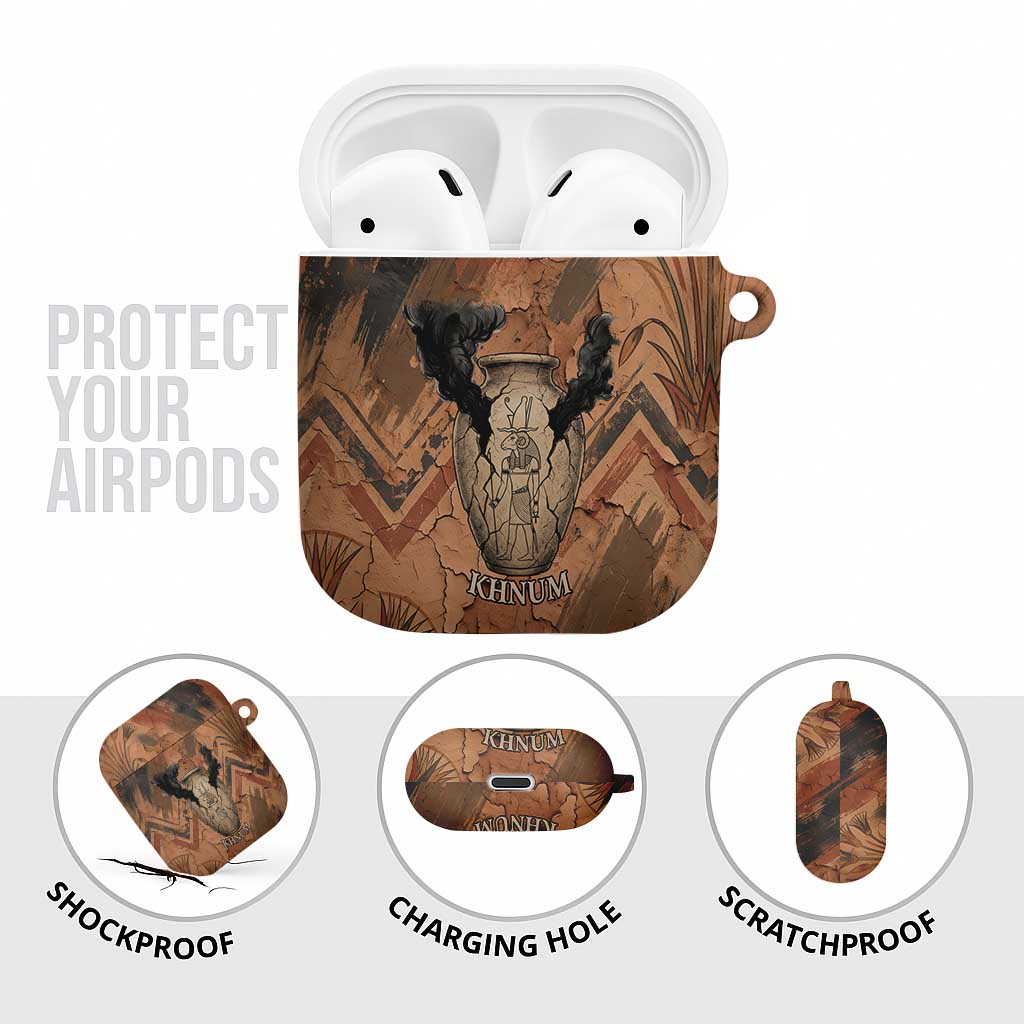 Khnum AirPods Case Ancient Egyptian Earthy Cracked Papyrus - Divine Potter - African Pride