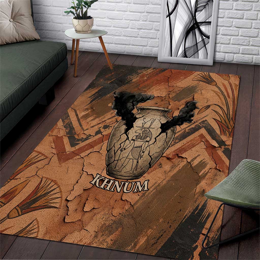 Khnum Area Rug Ancient Egyptian Earthy Cracked Papyrus - Divine Potter - African Pride
