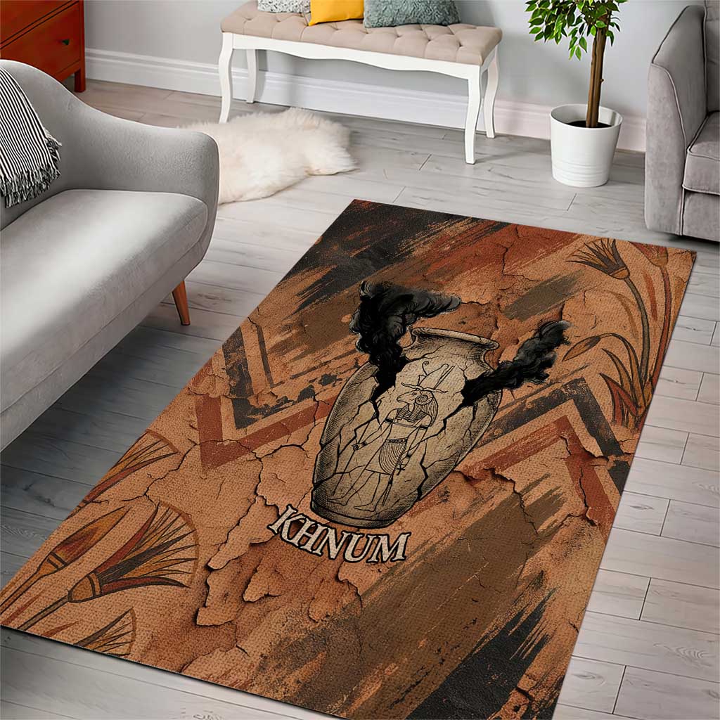 Khnum Area Rug Ancient Egyptian Earthy Cracked Papyrus - Divine Potter - African Pride