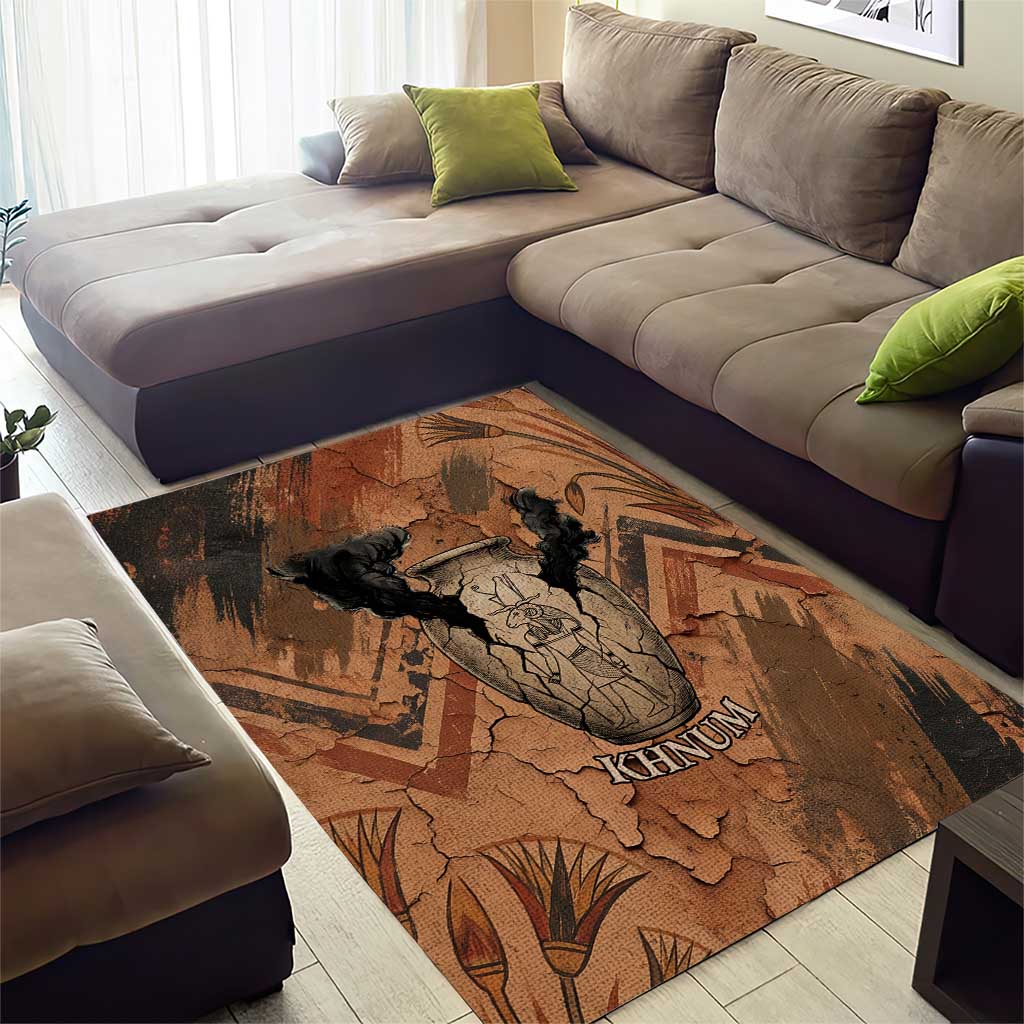 Khnum Area Rug Ancient Egyptian Earthy Cracked Papyrus - Divine Potter - African Pride