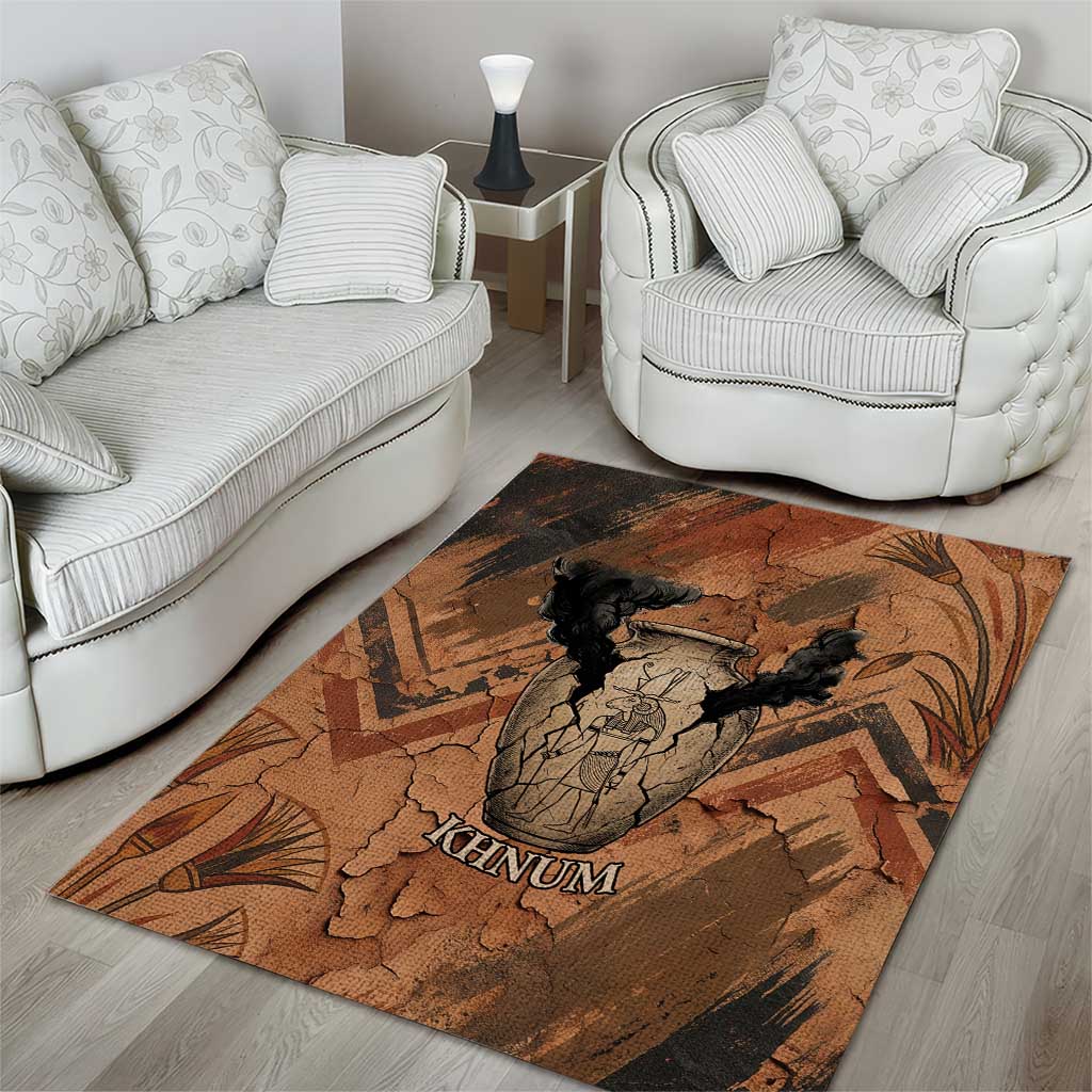 Khnum Area Rug Ancient Egyptian Earthy Cracked Papyrus - Divine Potter - African Pride
