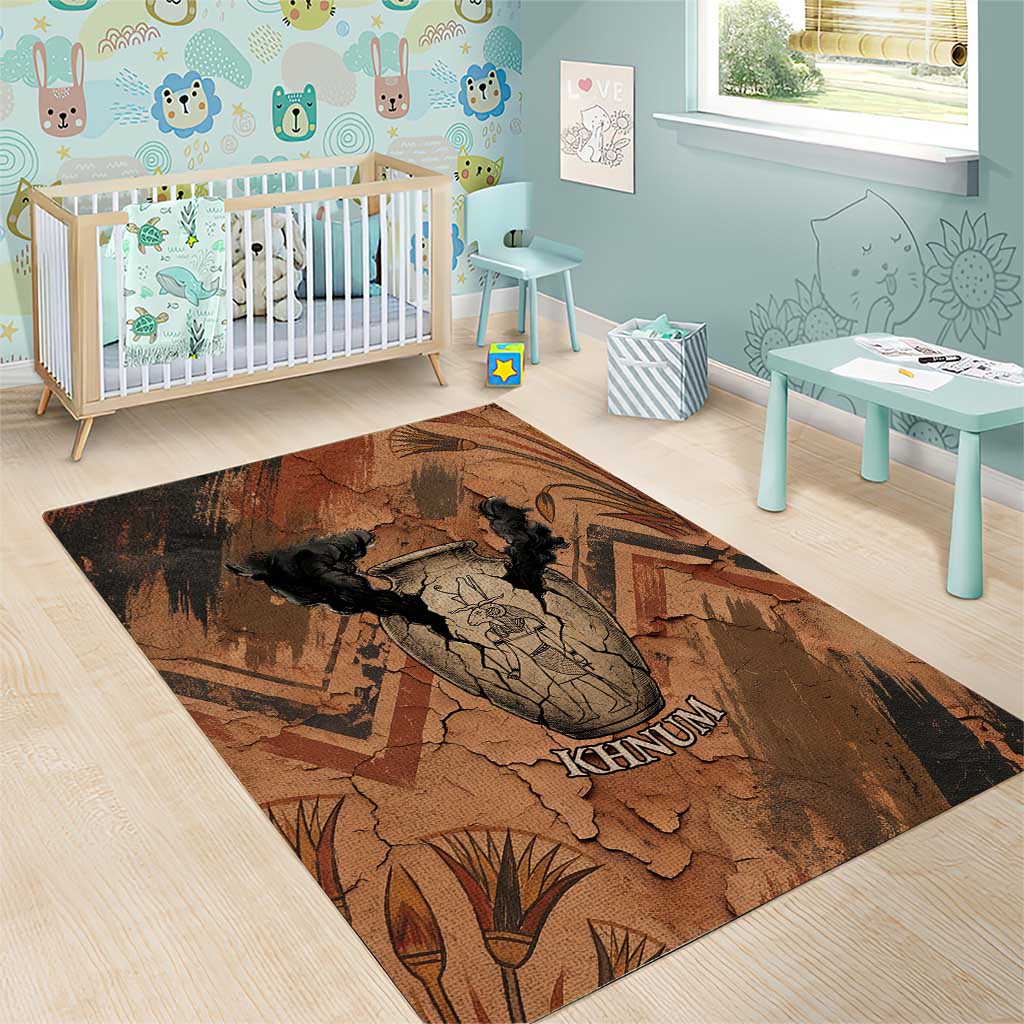 Khnum Area Rug Ancient Egyptian Earthy Cracked Papyrus - Divine Potter - African Pride
