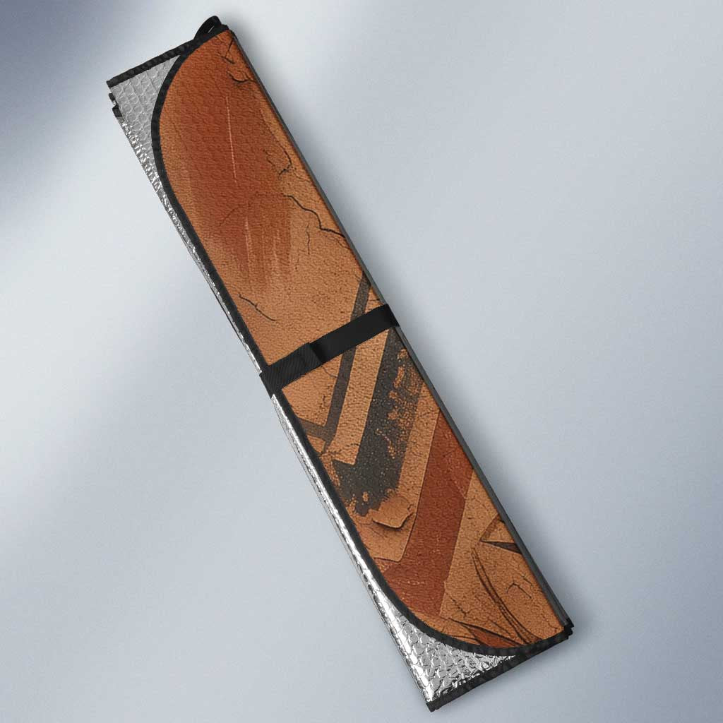 Khnum Auto Sun Shade Ancient Egyptian Earthy Cracked Papyrus - Divine Potter - African Pride