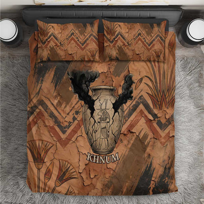 Khnum Bedding Set Ancient Egyptian Earthy Cracked Papyrus - Divine Potter - African Pride