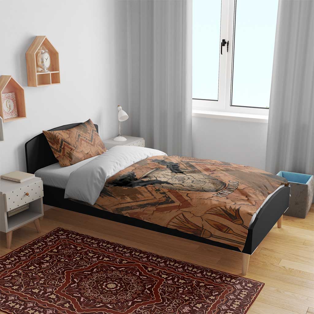 Khnum Bedding Set Ancient Egyptian Earthy Cracked Papyrus - Divine Potter - African Pride