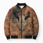 Khnum Bomber Puffer Jacket Ancient Egyptian Earthy Cracked Papyrus - Divine Potter - African Pride