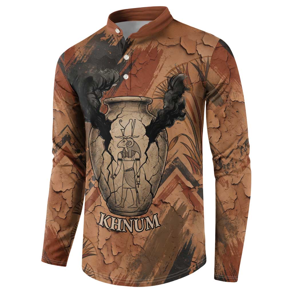 Khnum Button Sweatshirt Ancient Egyptian Earthy Cracked Papyrus - Divine Potter