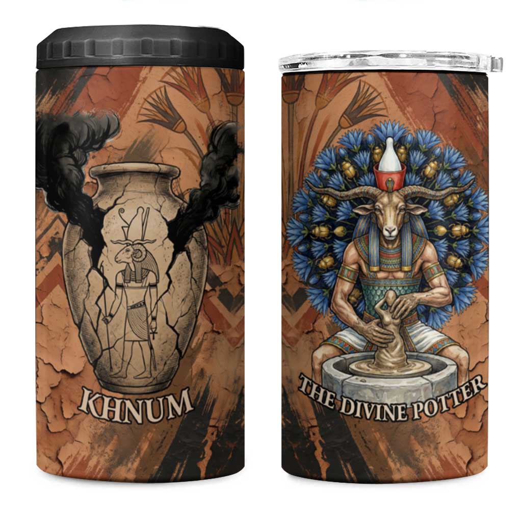 Khnum 4 in 1 Can Cooler Tumbler Ancient Egyptian Earthy Cracked Papyrus - Divine Potter - African Pride