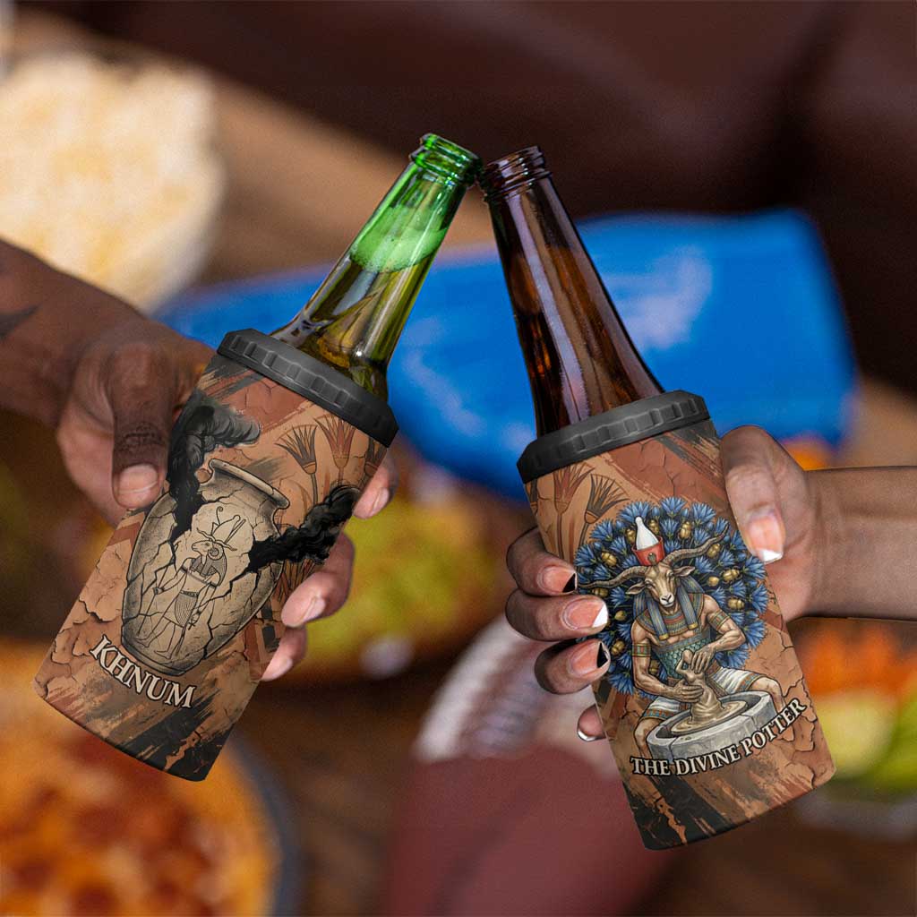 Khnum 4 in 1 Can Cooler Tumbler Ancient Egyptian Earthy Cracked Papyrus - Divine Potter - African Pride