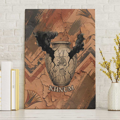 Khnum Canvas Wall Art Ancient Egyptian Earthy Cracked Papyrus - Divine Potter - African Pride