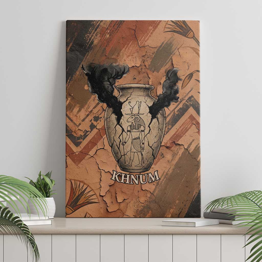 Khnum Canvas Wall Art Ancient Egyptian Earthy Cracked Papyrus - Divine Potter - African Pride