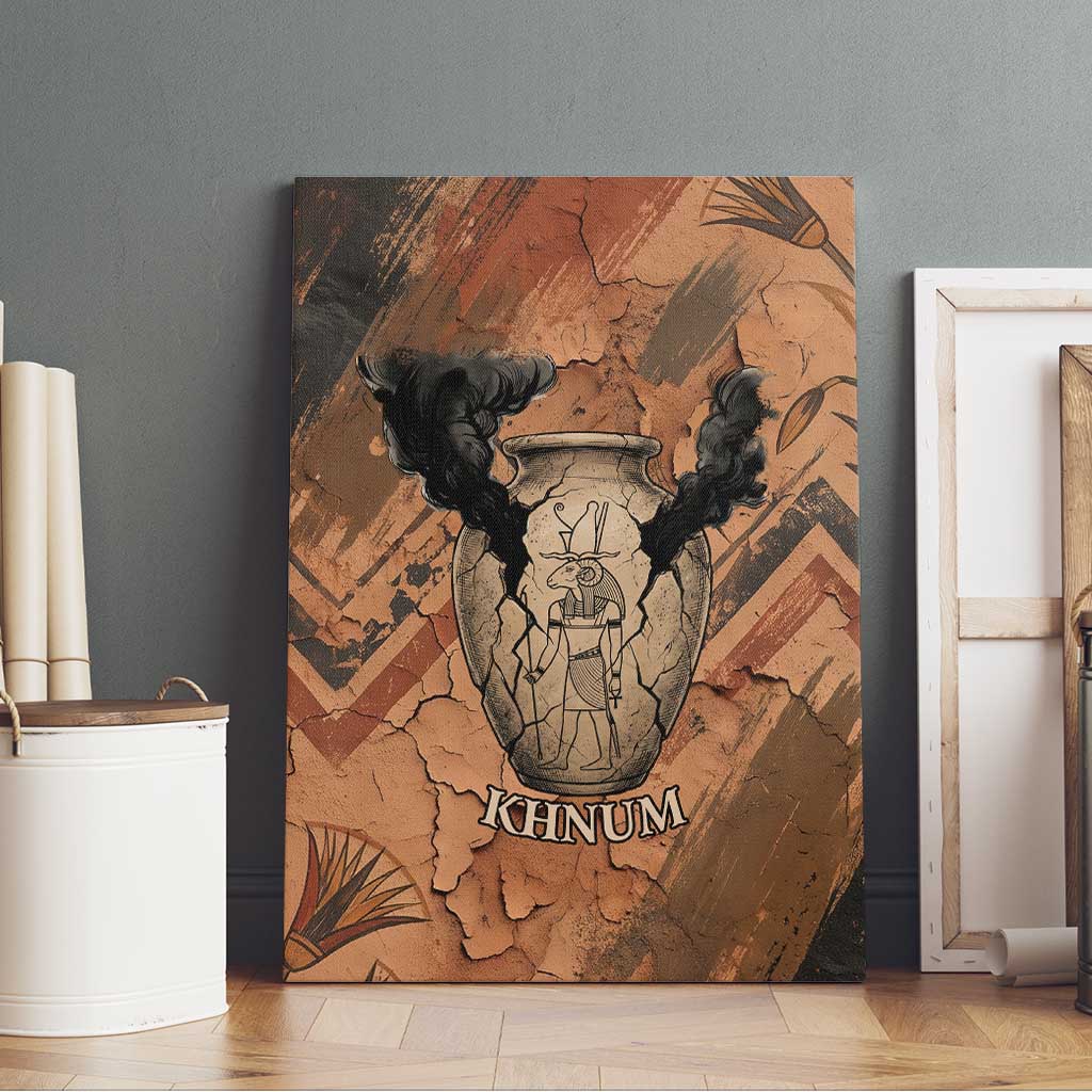 Khnum Canvas Wall Art Ancient Egyptian Earthy Cracked Papyrus - Divine Potter - African Pride