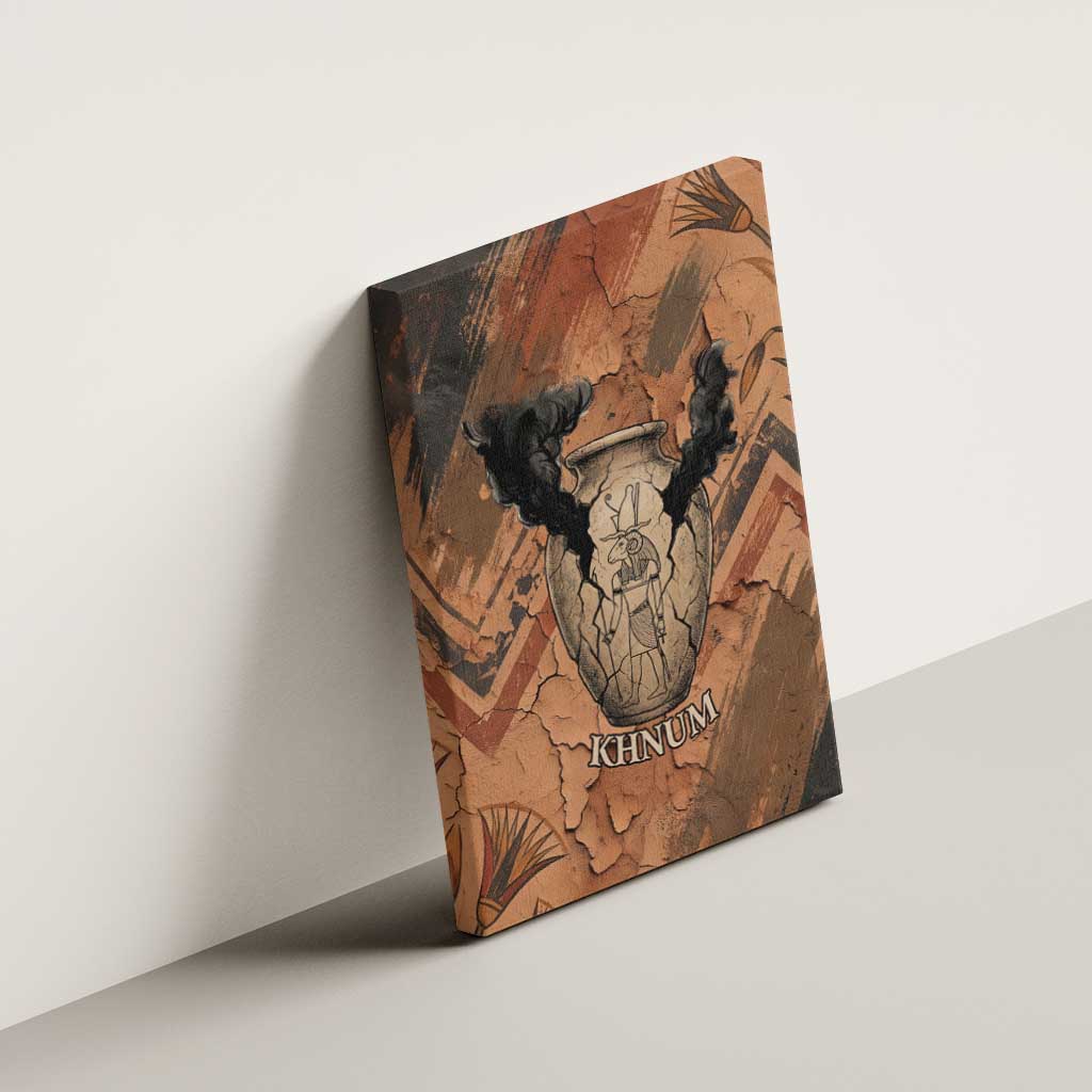Khnum Canvas Wall Art Ancient Egyptian Earthy Cracked Papyrus - Divine Potter - African Pride