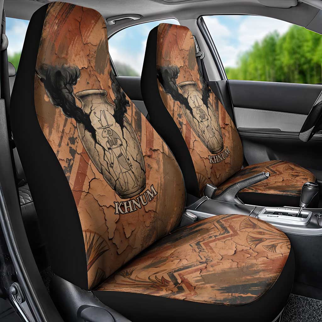 Khnum Car Seat Cover Ancient Egyptian Earthy Cracked Papyrus - Divine Potter - African Pride
