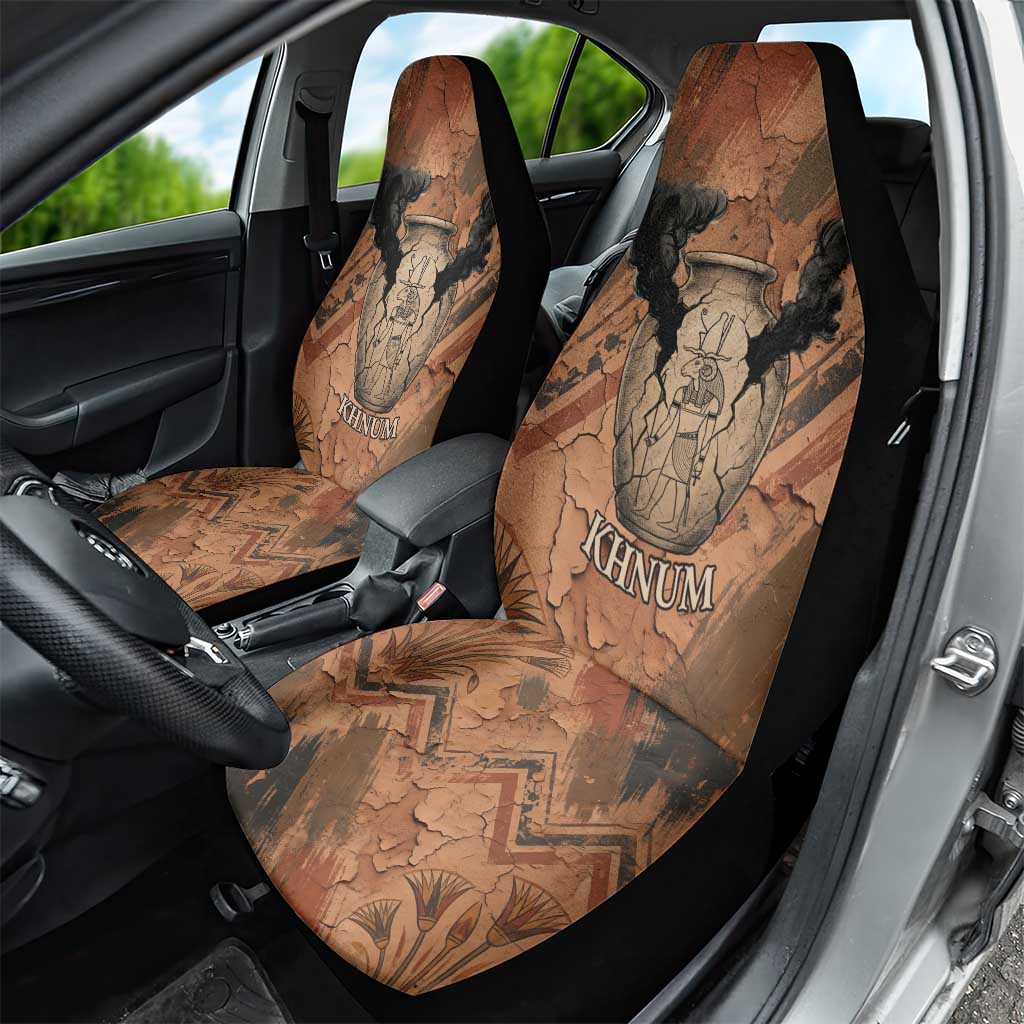 Khnum Car Seat Cover Ancient Egyptian Earthy Cracked Papyrus - Divine Potter - African Pride