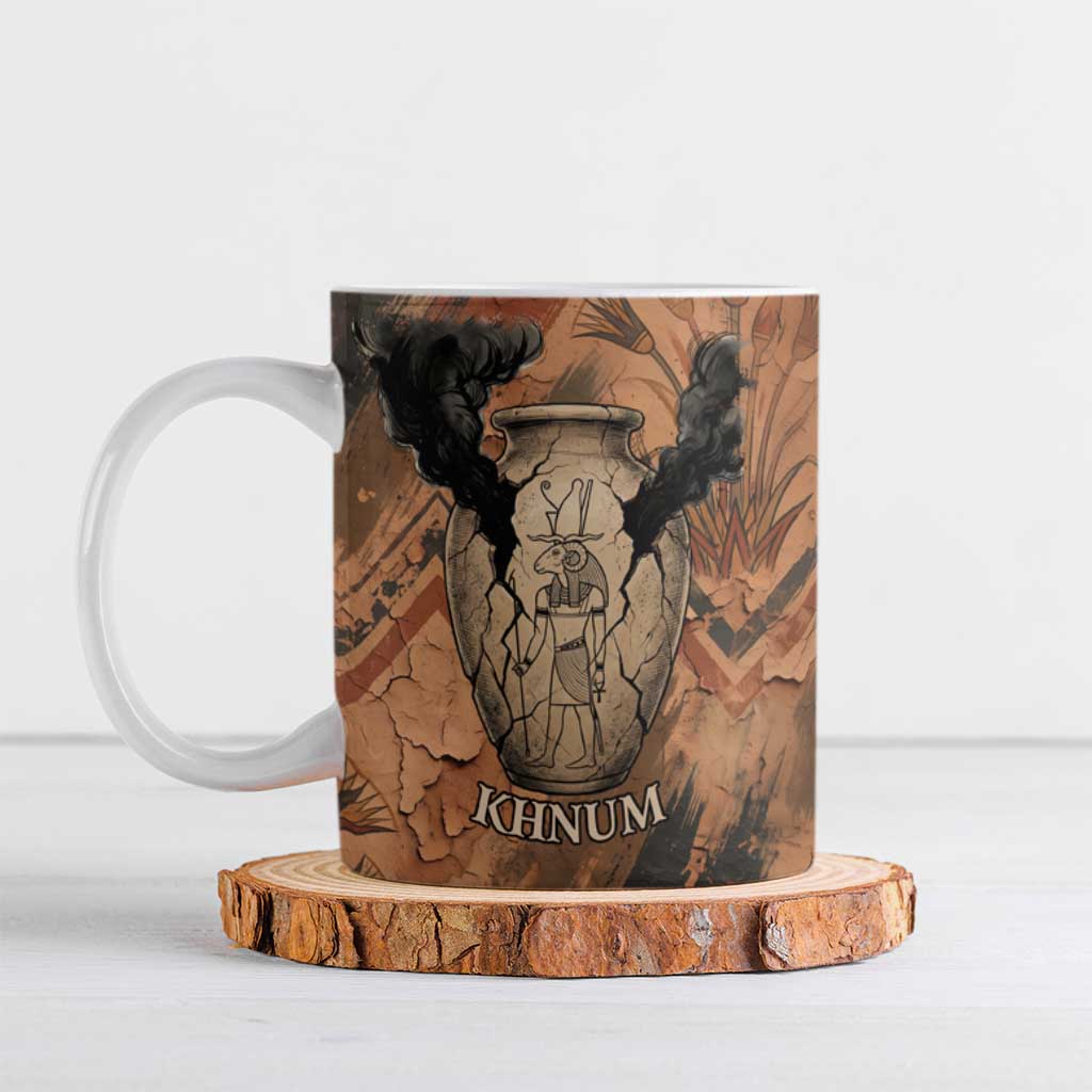 Khnum Ceramic Mug Ancient Egyptian Earthy Cracked Papyrus - Divine Potter - African Pride