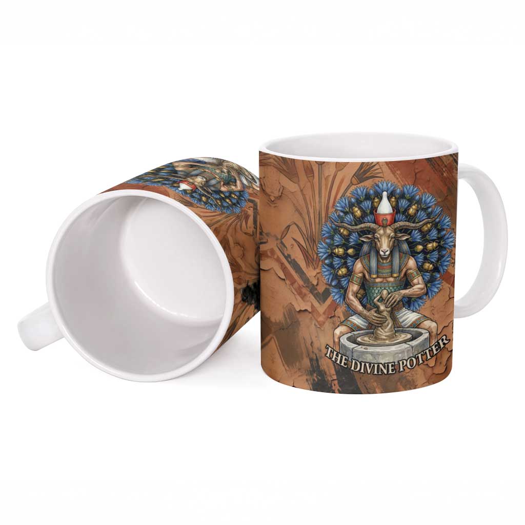 Khnum Ceramic Mug Ancient Egyptian Earthy Cracked Papyrus - Divine Potter - African Pride