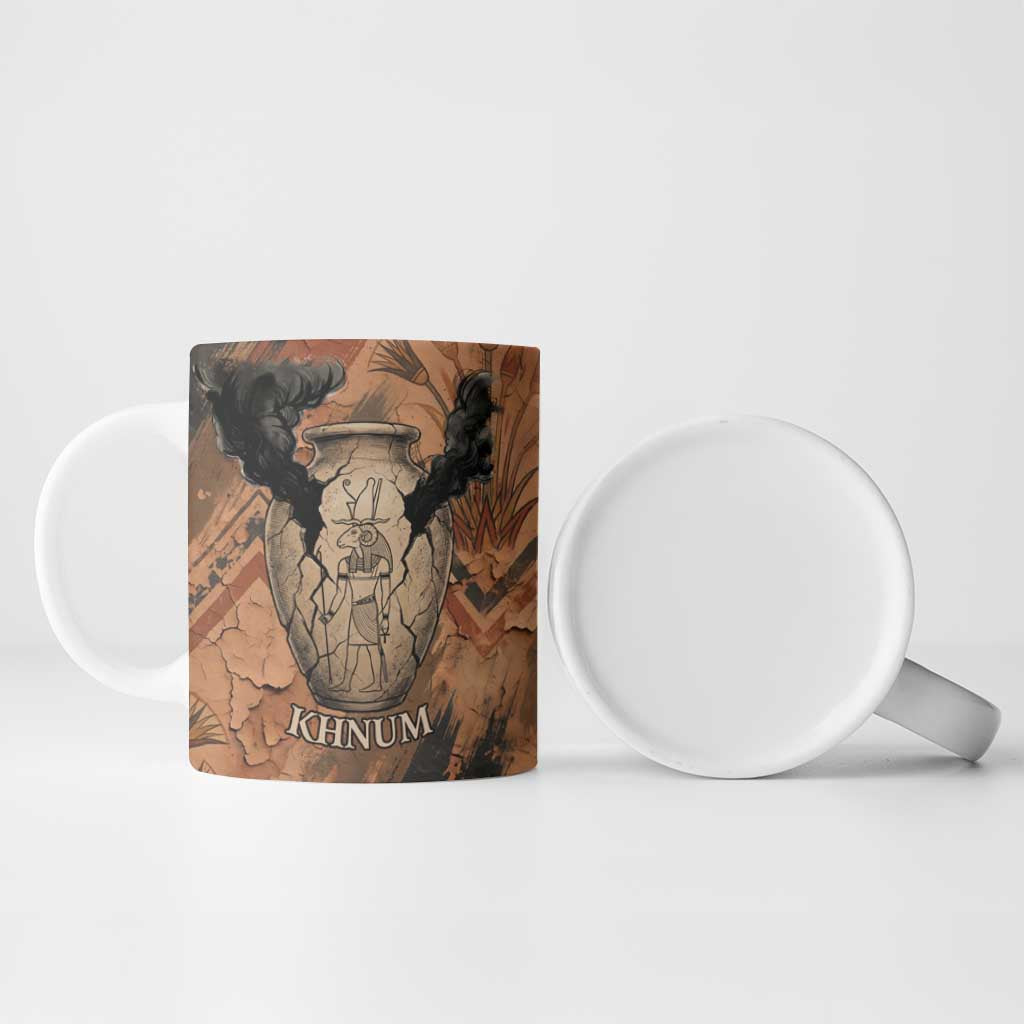 Khnum Ceramic Mug Ancient Egyptian Earthy Cracked Papyrus - Divine Potter - African Pride