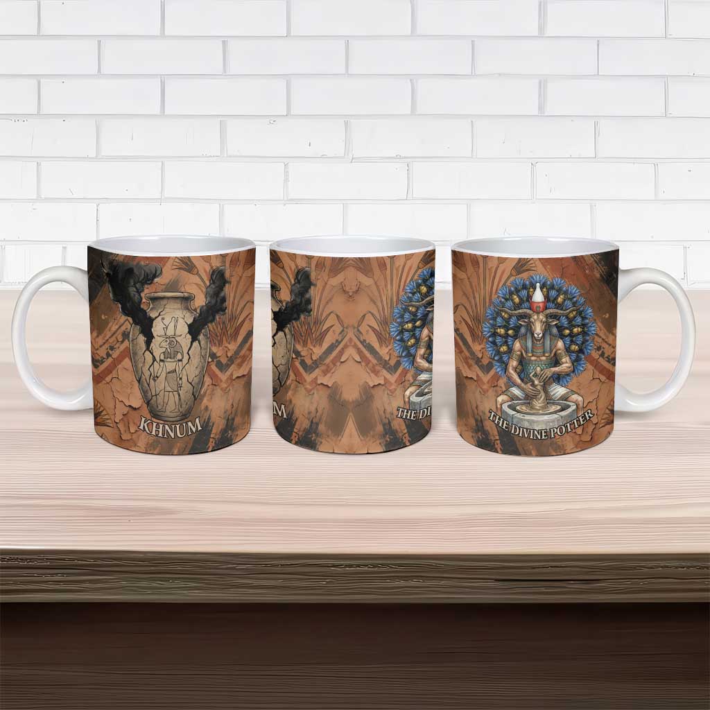 Khnum Ceramic Mug Ancient Egyptian Earthy Cracked Papyrus - Divine Potter - African Pride