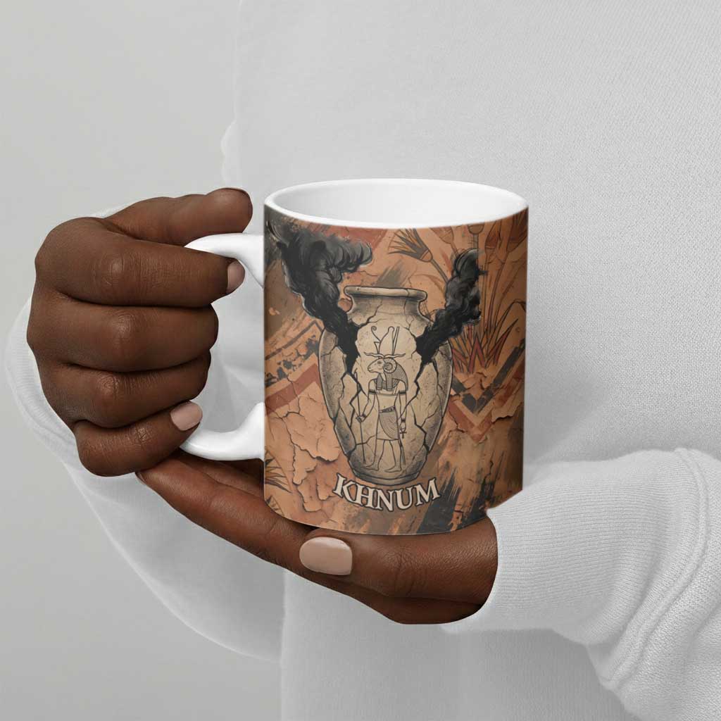 Khnum Ceramic Mug Ancient Egyptian Earthy Cracked Papyrus - Divine Potter - African Pride