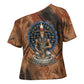Khnum Cross Shoulder Shirt Ancient Egyptian Earthy Cracked Papyrus - Divine Potter - African Pride