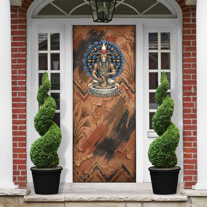 Khnum Door Cover Ancient Egyptian Earthy Cracked Papyrus - Divine Potter - African Pride