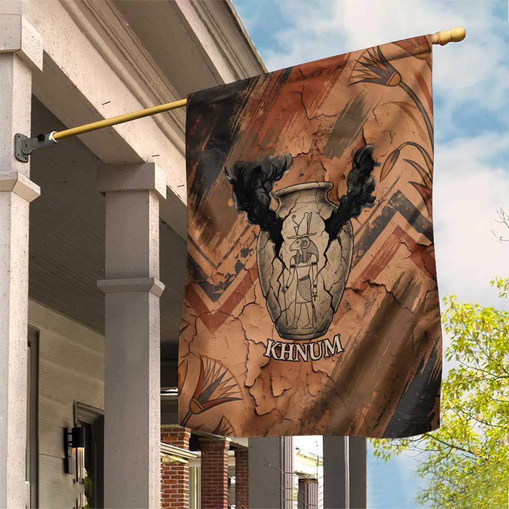 Khnum Garden Flag Ancient Egyptian Earthy Cracked Papyrus - Divine Potter - African Pride