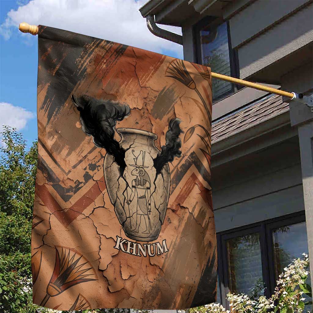 Khnum Garden Flag Ancient Egyptian Earthy Cracked Papyrus - Divine Potter - African Pride