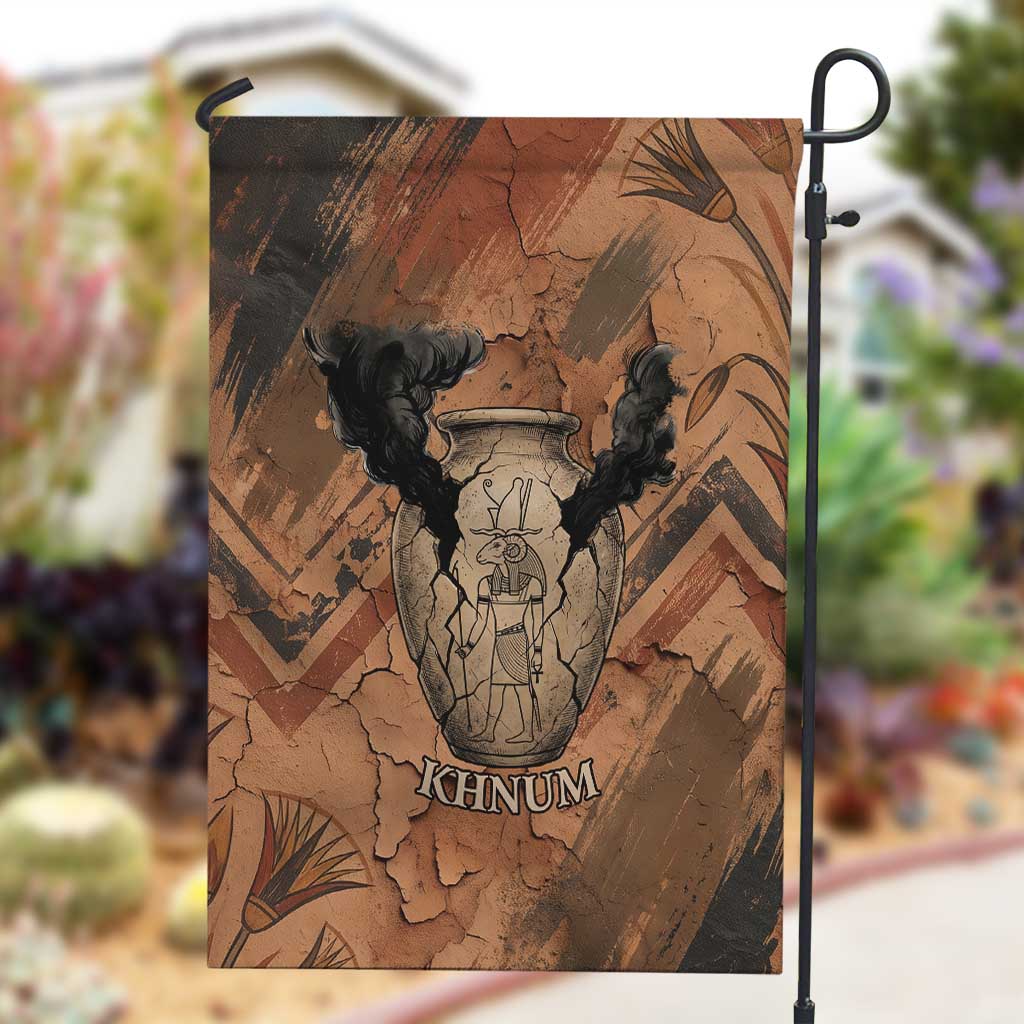 Khnum Garden Flag Ancient Egyptian Earthy Cracked Papyrus - Divine Potter - African Pride