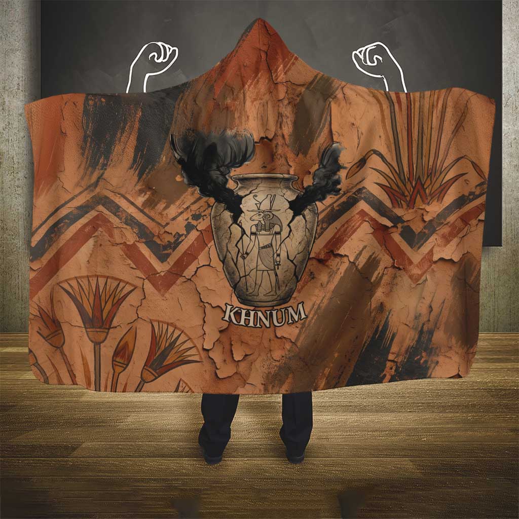 Khnum Hooded Blanket Ancient Egyptian Earthy Cracked Papyrus - Divine Potter - African Pride