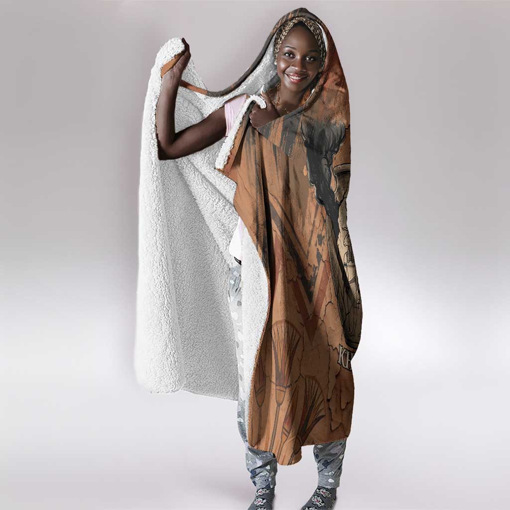 Khnum Hooded Blanket Ancient Egyptian Earthy Cracked Papyrus - Divine Potter - African Pride