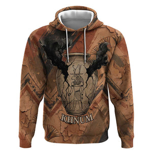 Khnum Hoodie Ancient Egyptian Earthy Cracked Papyrus - Divine Potter - African Pride