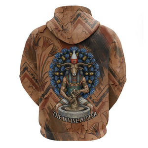 Khnum Hoodie Ancient Egyptian Earthy Cracked Papyrus - Divine Potter - African Pride